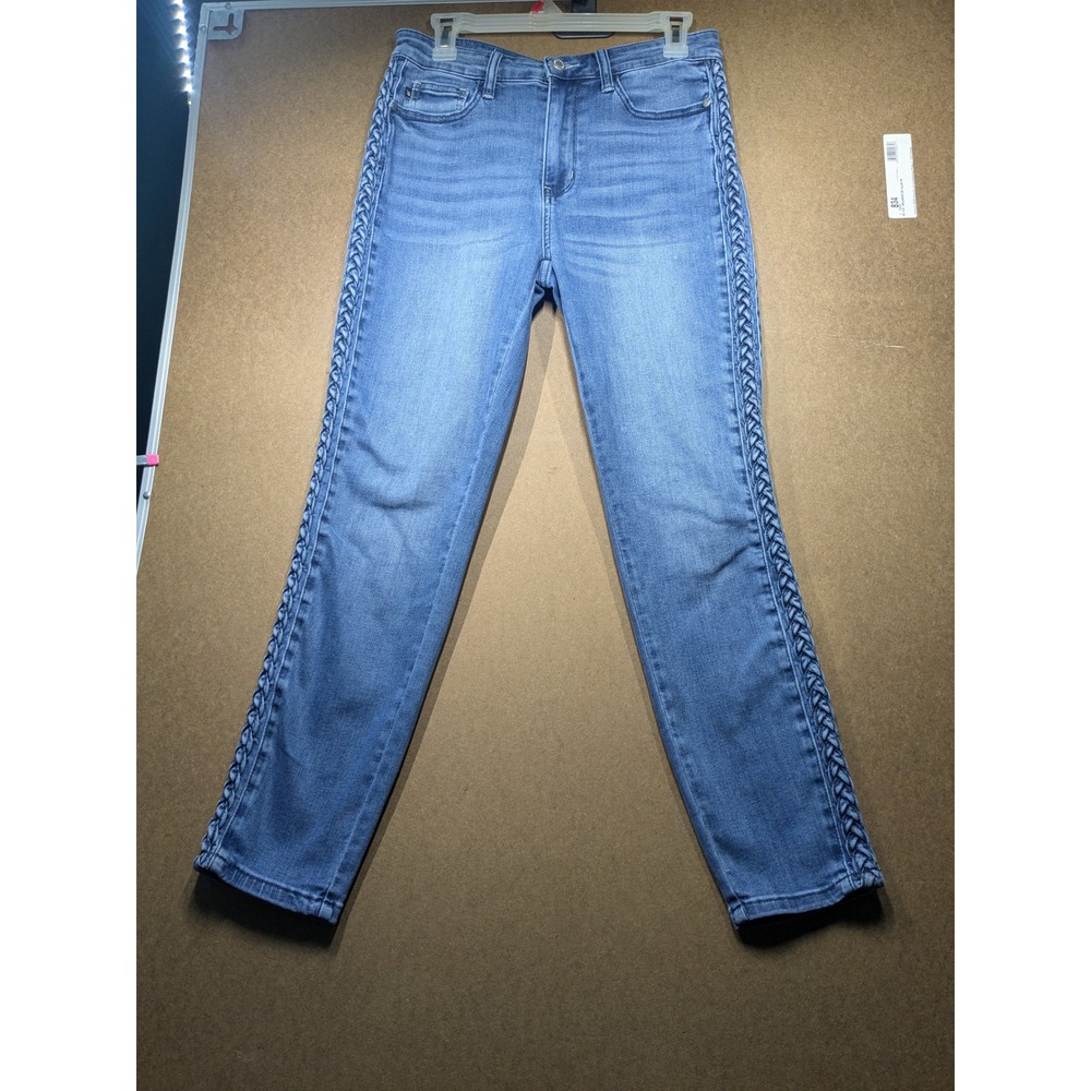 Judy Blue Braided Side Seam Relaxed Fit Jeans Medium Wash 9/29 High Rise Boho